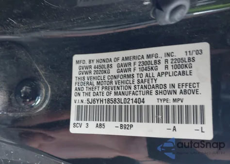 2003 Honda Element Ex из США, поврежденный, VIN 5J6YH18583L021404